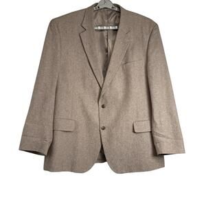 Stafford Linen Blend Sport Coat 50R Tan Classic Fit Blazer 2 Button Tailored